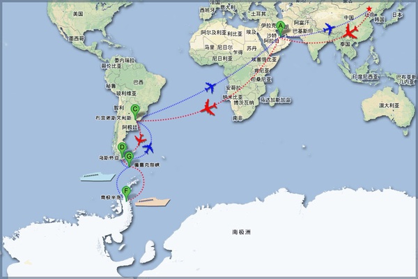 正常情況下的南極旅游出行線路。國(guó)內(nèi)段除北京外，上海、廣州、成都等都是常用的出發(fā)地。不一定非要北京出發(fā)。
